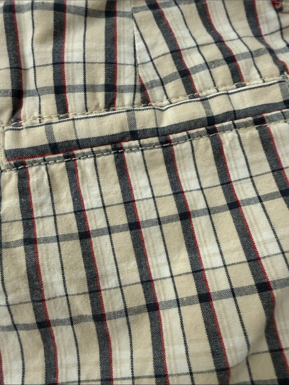 Gymboree Cream Shorts with Navy & Red Plaid